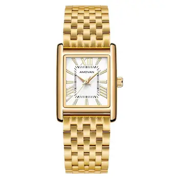 Women's Watch Square Case  Dial Stylish Stainless Steel Band and Quartz Movement Classic Luxury Charm