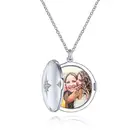 SKA 925 Sterling Silver Round White Sapphire Starburst Locket Necklace Gold Plated Necklace 18k