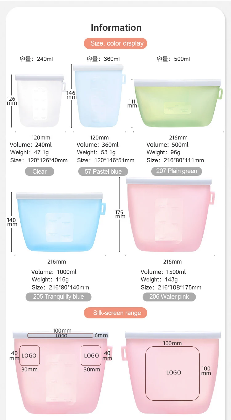 Bpa Free Silicone Collapsible Breast Milk Bags Food Storage Containers  Breastfeeding Storage Bags