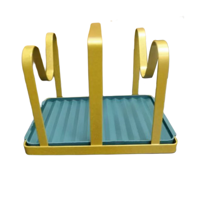 Multi layer Punch free Iron Pot Lid Organizer Holder Household Kitchen Storage Pot Lid Rack with Spoon and Shovel Storage Tray