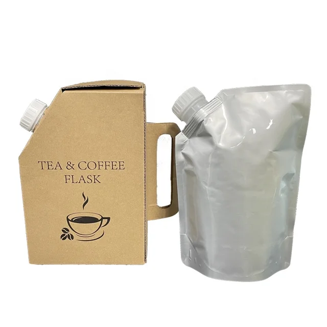 1L hot tea coffee flask aluminum foil drink spout pouch water bag