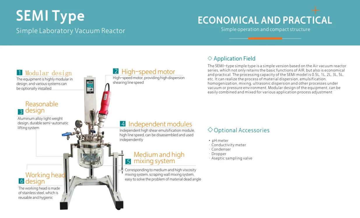 Amm Se L Semi Auto Vacuum Mixer Jacketed Glass Reaction Station