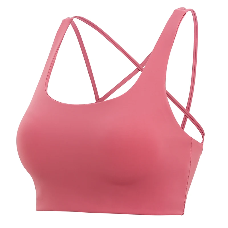 Direct Selling Stylish Breathable Hollow Sexy Straps Cross Back Fit Sport Bra Pads Inserts Sports Bra