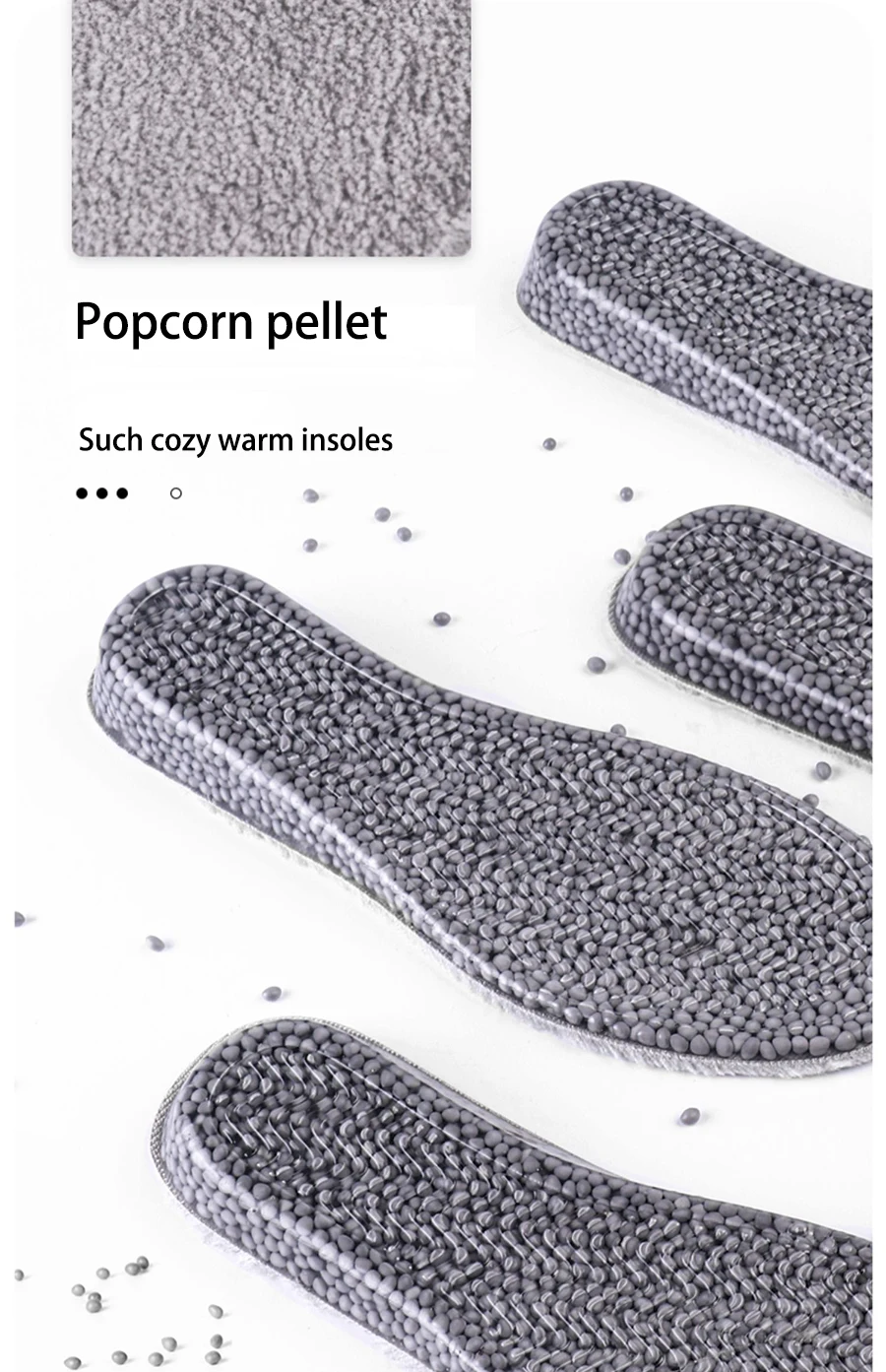 Popcorn Silicone Lamb Wool Insoles, Height-Increasing & Thermal Comfort Popcorn Silicone Lamb Wool Insoles, Height-Increasing & Thermal Comfort