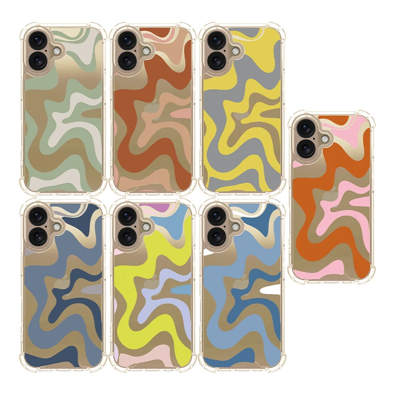 Ripple Wavy design Airbag Shockproof hard Phone Case For iPhone 16plus