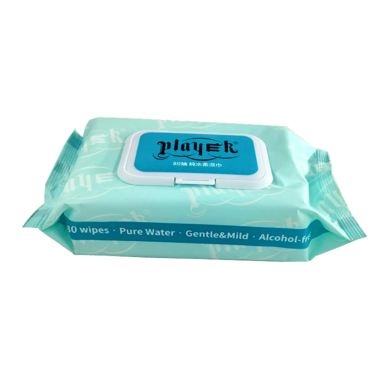 Hight Quality Face Cleansing Disposable  makeup water wipes alcohol free non-woven 80 pieces adult usable wet wipes