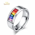 Ring Ring Men Rings Mens Womens Rainbow Colorful Zircon Dainty Stainless Steel Ring Gorgeous Birthstone Ring