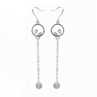 Earrings Tassel Whiteswan Long Hoop 925silver Tassels Pendant Shaped Drop Swan Earrings