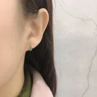 Turquoise Earring EH1215 Tiny Huggie Pave Diamond Gold Plated Opal Turquoise Hoop Earring