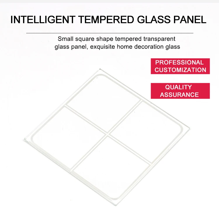Small square tempered transparent glass panel, exquisite home decoration glass