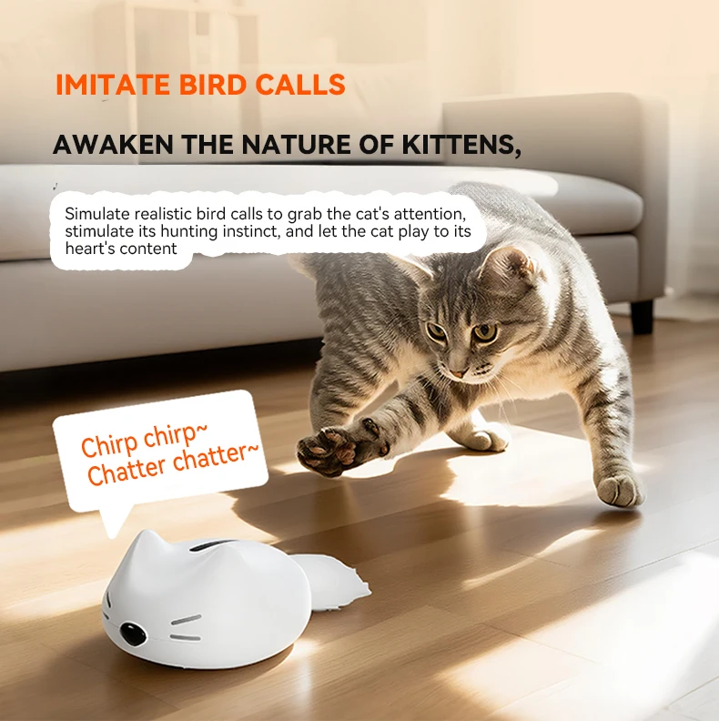 Cute Kitten Shape Cat Toy With Red Light Bird Sound Simulation Attract Cats Attention Relieve Boredom Interactive Pet Products factory