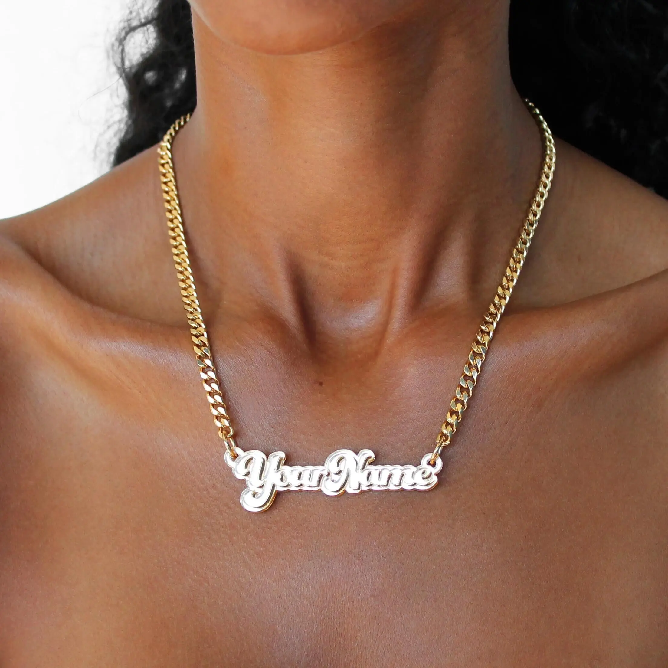 Collar De Oro De 18k Para Hombre,Personalizado Con Nombre Hip Hop,Cadena De Cubanos - Buy 2020 Jewelry 18k Gold Custom Personalized Name Necklace For Women Men,Stainless Steel 18k