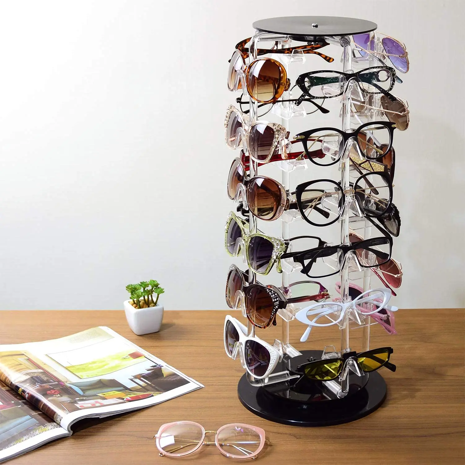 24 Frames Acrylic Eyeglasses Display Holder Sunglass Tower Rack