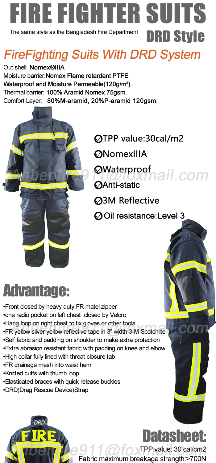 Nfpa 1971 Europe Standard Ce En469 4 Layers Aramid Nomex Iiia Navy Blue