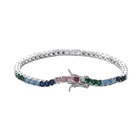 Cz Bracelet BB025 Colorful Square CZ Tennis Chain Bling 3mm*3mm Brass Bracelet Iced Out Jewelry