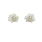 White Stud Alibaba-online Fashion Jewelry 2021 White Flower Pearl Women Stud Gold Korean Earrings