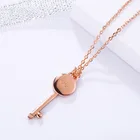 Alloy For Pendant 2021 Fashion Rose Gold Alloy Key Shape Evil Eye Necklace For Women Gifts Wedding Pendant