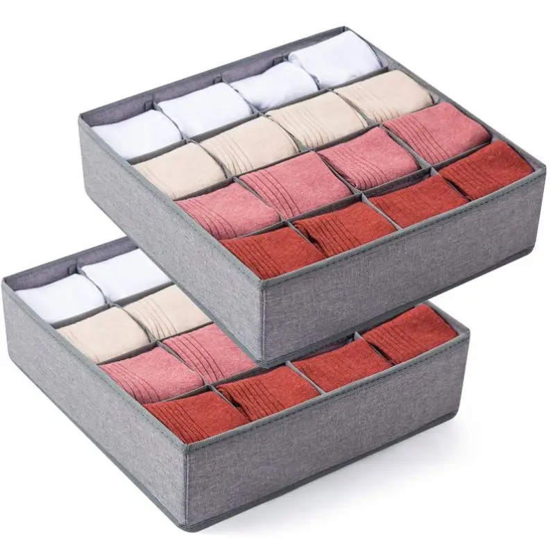 Foldable Storage Box Drawer Divider Kit Set of 12 Cell Washable Socks Organizer