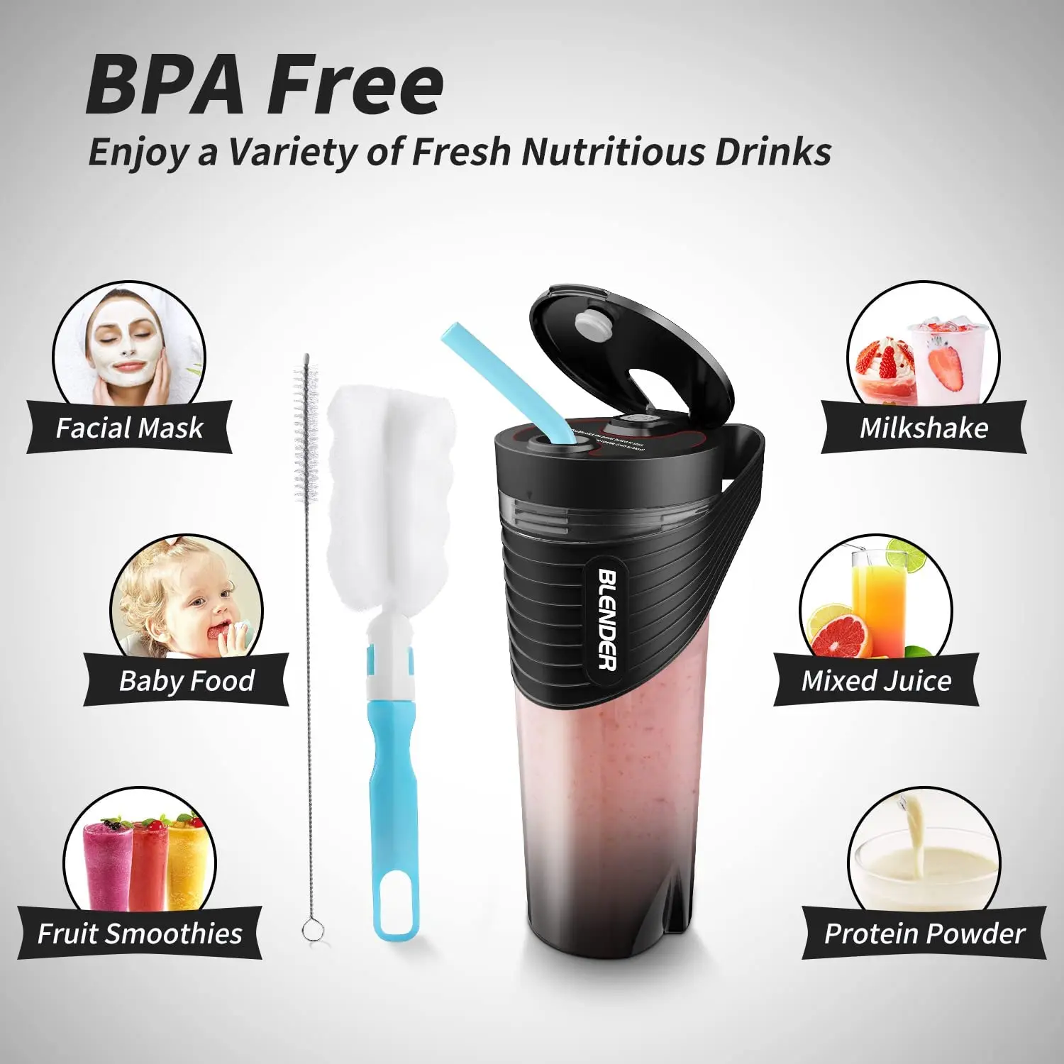 Portable Electric Fruit Juicer Handheld Smoothie Multifunction Maker Blender Stirring USB Rechargeable 3 in 1 Mini Juice Cup