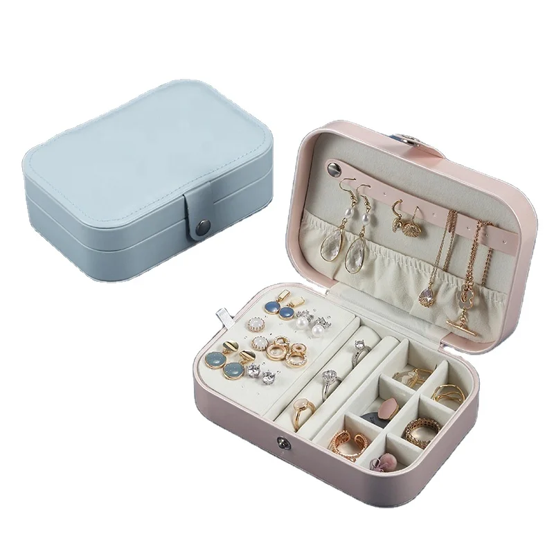 pu leather jewelry box custom velvet jewellery case travel ring