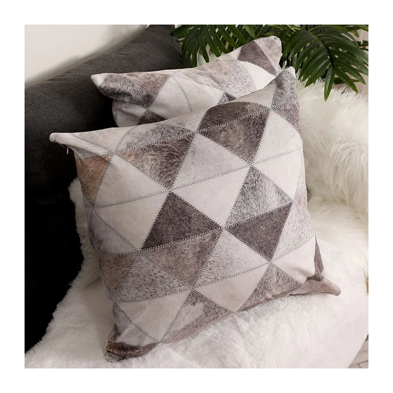 cowhide patchwork pillow