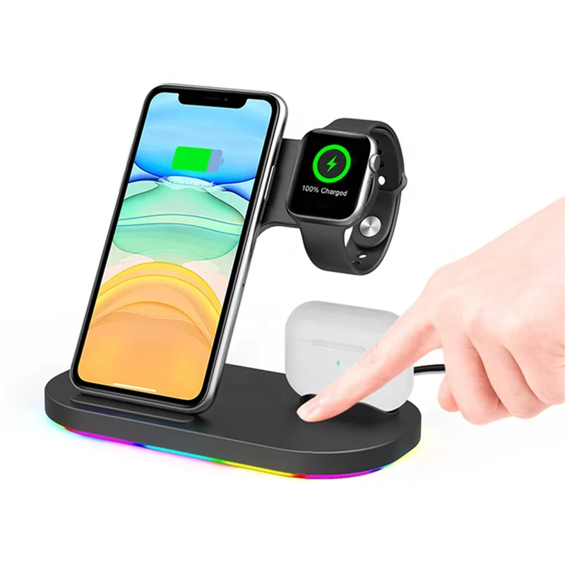Hot Products 3 in1 Universal Phone Wireless Charger Stand Fast Mobile Phone Watch Earphone Wireless Charge