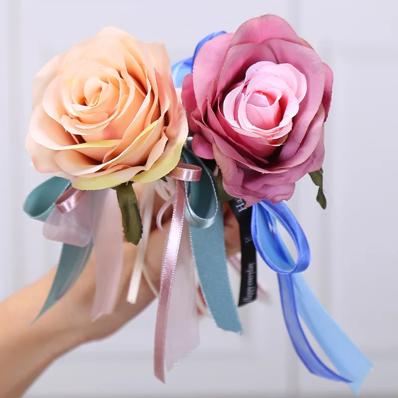 Rose Ballpoint Pen Creative Gifts Bow DIY Artificial Flowers Advertising Wedding Writing Pen for Rewards Party Favor Office