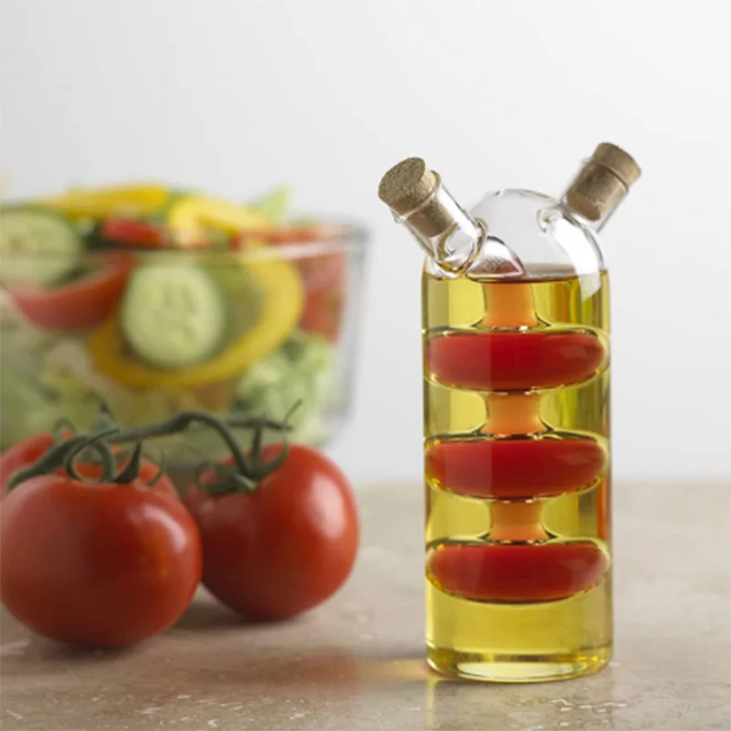 2-in-1 Eco-Friendly Oil and Vinegar Dispenser Glass Grape Bottle for Kitchen and Restaurant Use