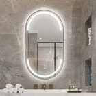 Oval Silver Mirror Oval Wholesale Metal Line Oval Artistical Bathroom Silver Mirror With Smart LED Light