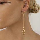 Jewelry Brass Earrings Brass MINSTONE Jewelry 18K Real Gold Plated Solid Brass 925 Sterling Silver Post Fashion Earrings