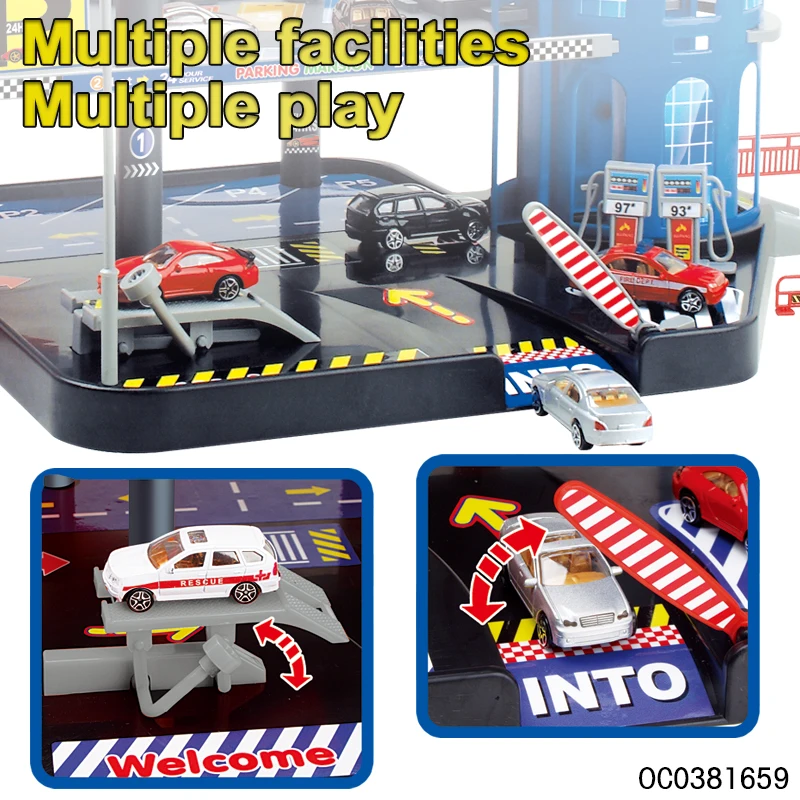 4 floors assembled rail car toys garage parking lot kids toy with toy car lift diecast model car