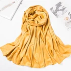 Silk Scarf Silk Like Solid Color Large Satin Square Scarf Matte Satin Scarf Golden Color Hijab Scarf