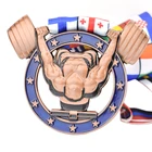 Gifts Crafts Softball Shape Medals Zinc Alloy Weightlifting Necklace Craft Medal Price With Ribbon