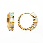 925 Silver Earrings Earringssilver Gemnel 925 Sterling Silver 18-karat Gold Fashion Australian Opal Huggie Hoops Earrings