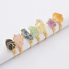 Gemstone Ring WX1796 Gold Plated Gemstone Ring Wire Wrap Handmade Healing Crystal Ring