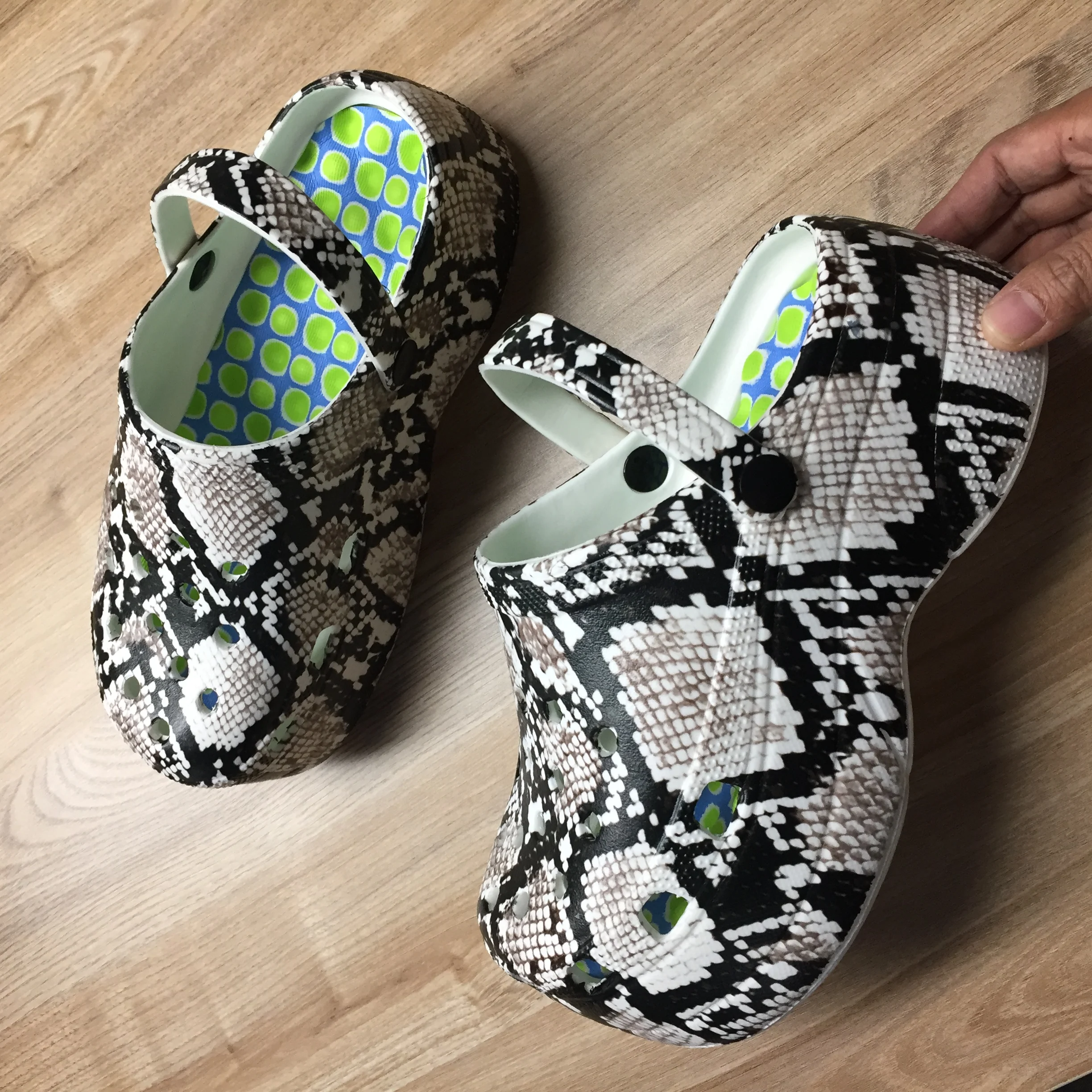 Snake Skin Platform Clog Shoes Women 