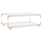 Lucite Coffee Table Metal Tube Acrylic Coffee Table Transparent Lucite Acrylic Center Tea Table