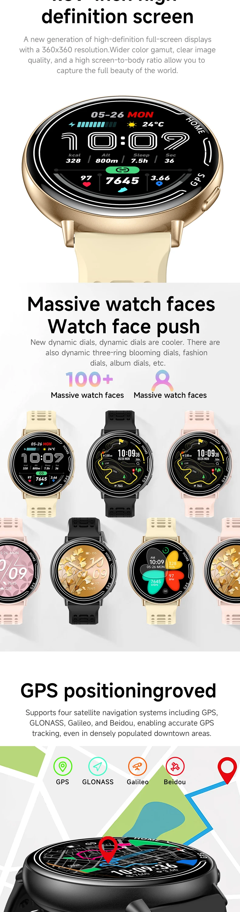 product 2026 smart watch kc100 1atm waterproof 139 inch color screen fitness heart rate answer call dafit smartwatch gps women men-1
