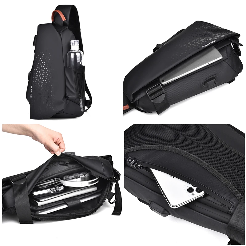 Men's chest bag Sports backpack USB charging Badminton racket backpack Athletic fashion shoulder bag