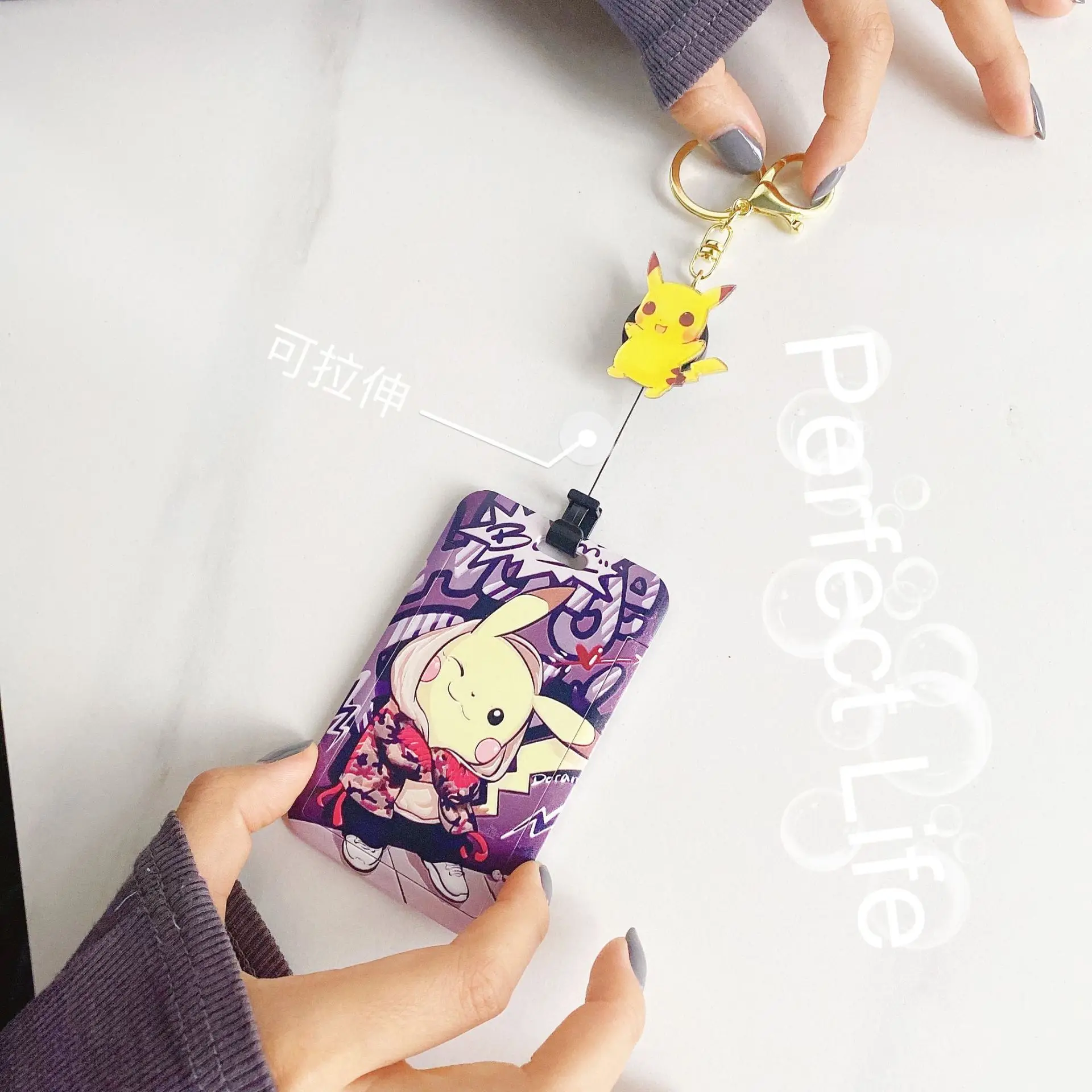 new cartoon pvc hard plastic keychain lanyard playing business credit card holder id credit anime bus subway card holders