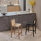 SUNLINK Wholesale Price Commercial Chair New Design Ash Wood Frame Rattan Seat Back Bar Stools Chair