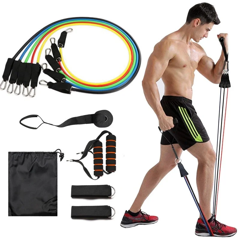 11pcs Resistance Bands Trainer Set Home Exercise Fitness Workout Bands Strength 