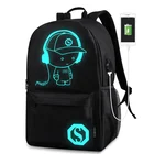 Black School Bags Custom Cartoon Cute Schoolbag Big Capacity Boy Student Backpacks With USB Charging