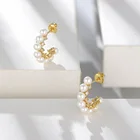 Freshwater Pearl 925 Stud Fashion Jewelry Freshwater Pearl 925 Sterling Silver Gold Plated Pearl Stud Earrings