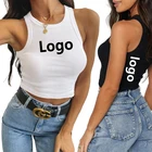 White 2021 Hot Custom Logo Summer Lady White Black Ribbed Crop Tank Top Women