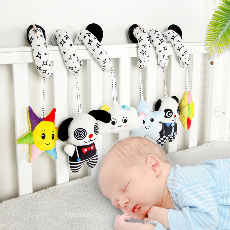Baby stroller bed Pendant Black and white bed around color animal bed hanging toys N012