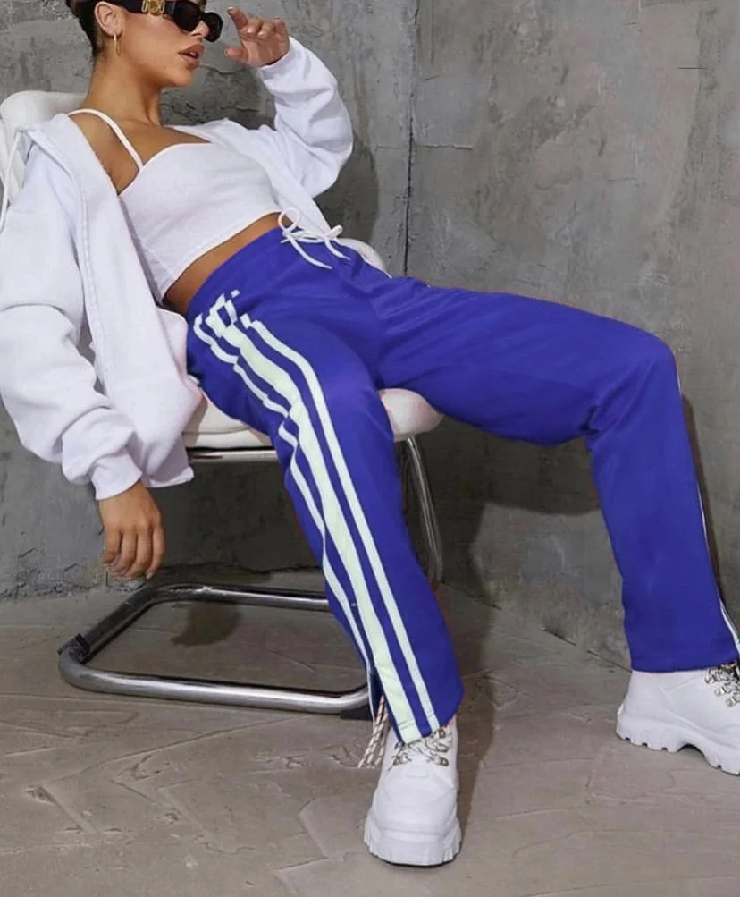 Boboyu Amazon Hot Sellings Classic Contrast Color Slit Sweatpants Women  Casual Side Stripe Printed Wide Leg Pants - Buy Wholesale Custom Track Pants  For Women,Elastic Waist Stack Cargo Pants For Women,Fall 2021