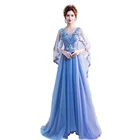 Evening Gown New Listing Spandex/Polyester Tulle Embroidered SleevelessV-neck Ladies Lace Evening Gown