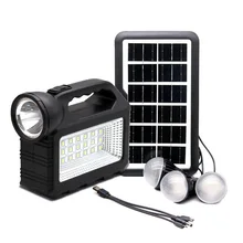 GD103 Portable Home solar light kit with black solar panel 6V8W 10000mAh save storage energy system charge in phone /