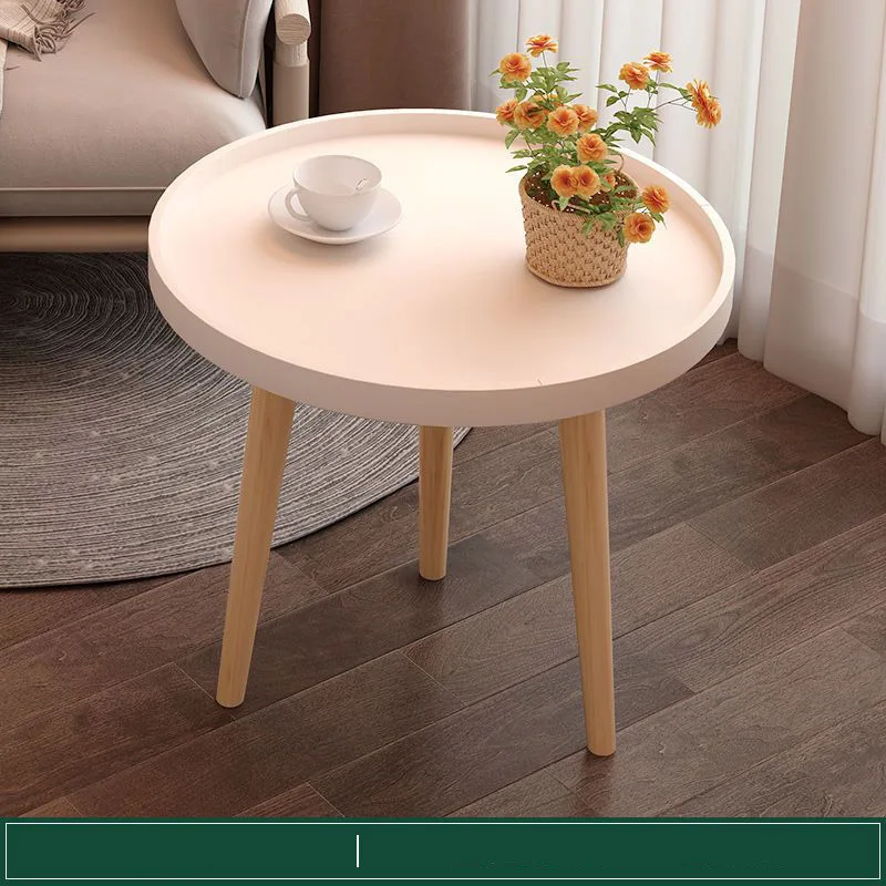 Modern Living Room Coffee Tray Table Nordic Wooden Round Side Table with solid wood legs